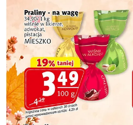 Praliny na wagę wiśnie w likierze Mieszko promocja w Prim Market