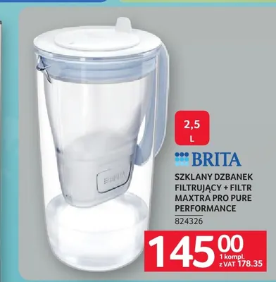 Szklany dzbanek filtrujący Brita + filtr Maxtra Pro Pure Performance promocja w Selgros