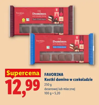 Kostki domino w czekoladzie deserowej Favorina promocja w Lidl