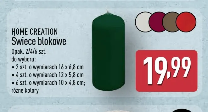 Świece blokowe 2-pak 16x6,8 cm Home Creation promocja w Aldi