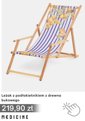 Leżak z podłokietnikiem z drewna bukowego Medicine promocja w Medicine