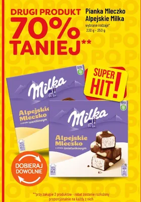 Pianka Mleczko Alpejskie Milka o smaku śmietankowym promocja w POLOmarket