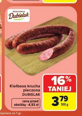 Kiełbasa krucha pieczona Dubielak promocja w Carrefour Market