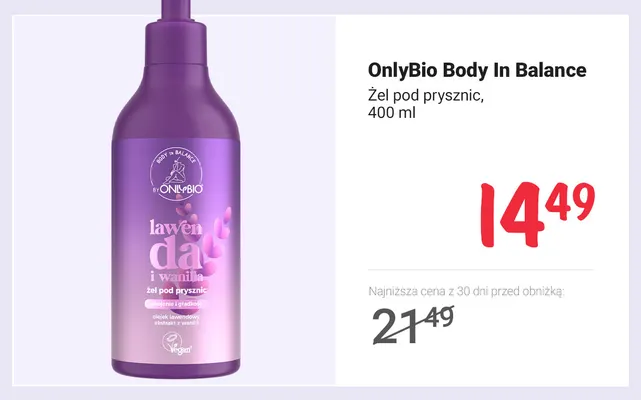 Żel pod prysznic OnlyBio Body In Balance promocja w Rossmann