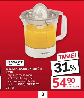 Wyciskarka do cytrusów JE290 Kenwood promocja w Selgros