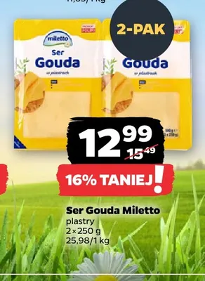 Ser gouda w plastrach 2-pak Miletto promocja w Netto
