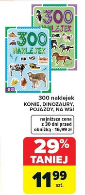 300 naklejek konie, dinozaury, pojazdy na wsi promocja w Carrefour