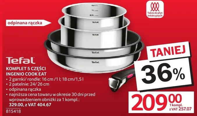Komplet 5 części TEFAL INGENIO COOK EAT promocja w Selgros