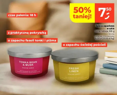 Świeca zapachowa w szkle różne rodzaje Fresh Linen promocja w Dealz