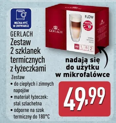 Zestaw 2 szklanek termicznych z łyżeczkami promocja w Aldi