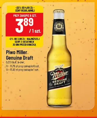 Piwo Miller Genuine Draft promocja w POLOmarket