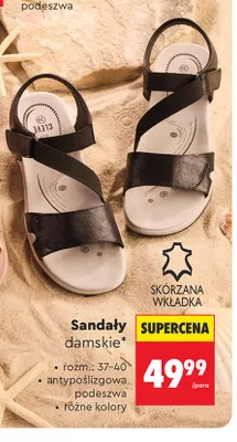 Sandały damskie skórzana wkładka Clevé promocja w Biedronka