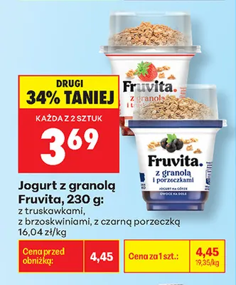 Jogurt z granolą Fruvita z czarną porzeczką promocja w Biedronka