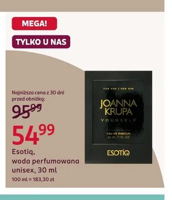 Woda perfumowana unisex Esotiq Joanna Krupa Yourself promocja w Rossmann