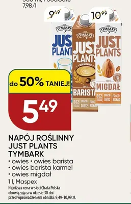 Napój owsiany Tymbark Just Plants promocja w Chata Polska