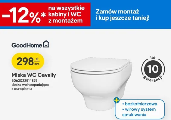 Miska WC Cavally deska wolnoopadająca z duroplastu promocja w Castorama