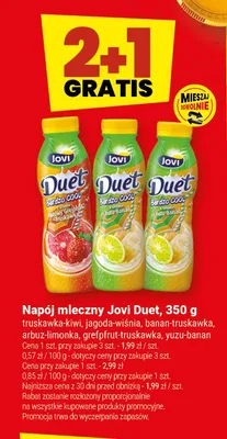 Napój mleczny Jovi Duet grejpfrut-truskawka promocja w Twój Market