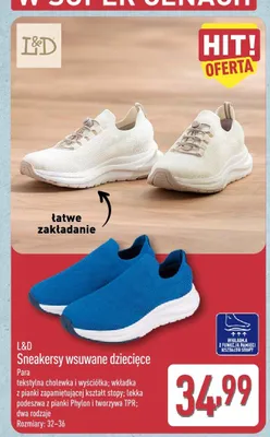 Sneakersy wsuwane dziecięce L&D promocja w Aldi