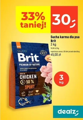 Sucha karma dla psa Brit Premium by Nature High in Chicken Sport promocja w Dealz