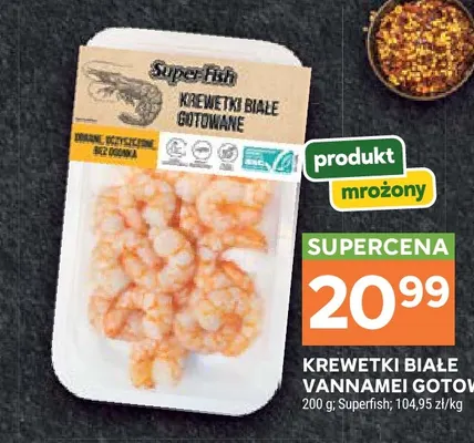 Krewetki białe vannamei gotowane Superfish promocja w Stokrotka
