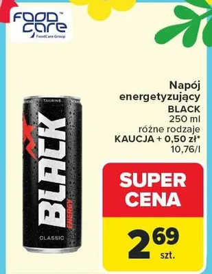Napój energetyzujący Black różne rodzaje Kaucja promocja w Carrefour Market