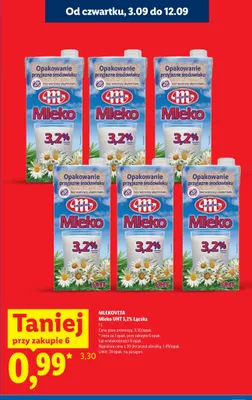 Mleko UHT Łączka Mlekovita 3,2% promocja w Lidl