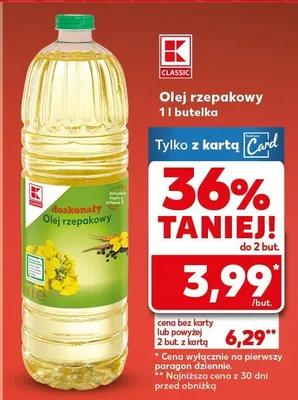 Olej rzepakowy K-Classic promocja w Kaufland