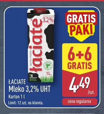 Mleko UHT Łaciate 3,2% promocja w Aldi