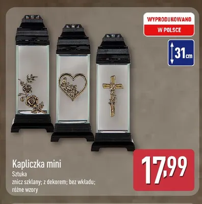 Znicz szklany Kapliczka mini 31 cm promocja w Aldi