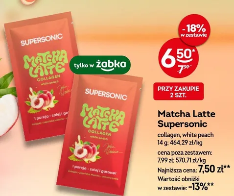 Matcha Latte Supersonic collagen white peach promocja w Żabka