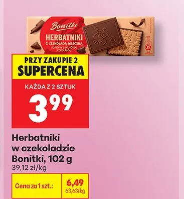 Herbatniki w czekoladzie mlecznej Bonitki promocja w Biedronka