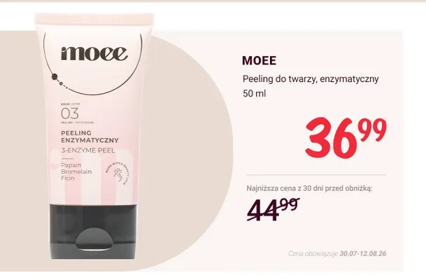 Peeling do twarzy enzymatyczny Moee promocja w Rossmann