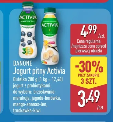 Jogurt pitny Activia brzoskwinia-marakuja Danone promocja w Aldi