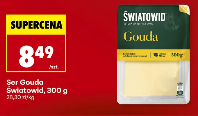 Ser gouda w plastrach Światowid promocja w Biedronka