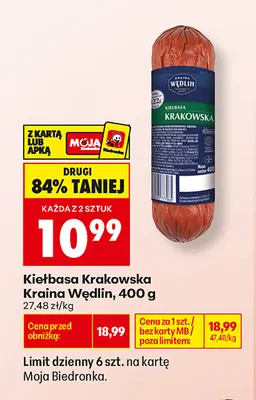 Kiełbasa krakowska Kraina Wędlin promocja w Biedronka