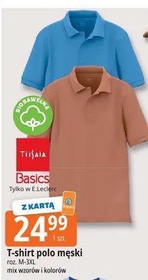 T-shirt polo męski Tissaia Basics roz. M-3XL mix wzorów i kolorów promocja w Leclerc