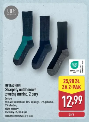 Skarpety outdoorowe z wełną merino 2-pak UP2FASHION promocja w Aldi