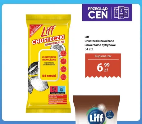 Chusteczki nawilżane uniwersalne cytrynowe Liff promocja w Dino