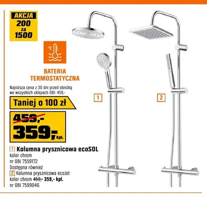 Kolumna prysznicowa ecoJet chrom z baterią termostatyczną promocja w OBI
