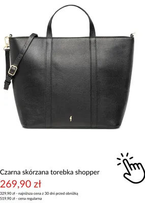 Torebka shopper czarna skórzana Ochnik promocja w Ochnik