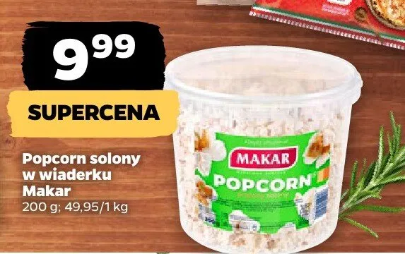 Popcorn solony w wiaderku Makar promocja w Netto