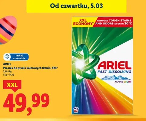 Proszek do prania kolorowych tkanin, XXL Ariel promocja w Lidl