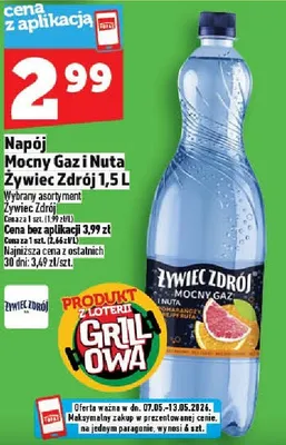 Napój Mocny Gaz i Nuta Żywiec Zdrój promocja w TOPAZ