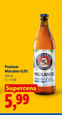 Piwo bezalkoholowe Paulaner Weissbier promocja w Lidl