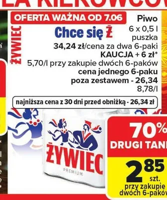 Piwo Żywiec Premium 6-pak 500ml promocja w Carrefour Market