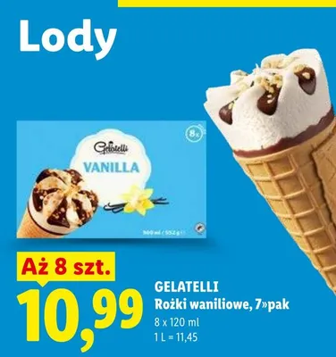 Lody Rożki waniliowe Gelatelli 7-pak promocja w Lidl
