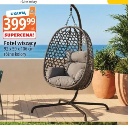Fotel wiszący 92x59x106cm promocja w Leclerc
