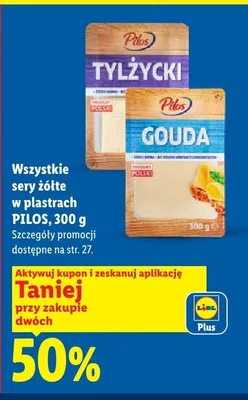 Ser żółty w plastrach Pilos Tylżycki promocja w Lidl