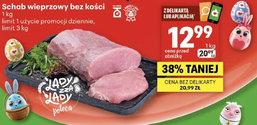Schab wieprzowy bez kości promocja w Delikatesy Centrum