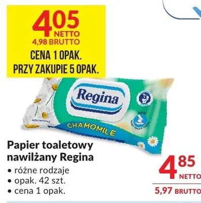 Papier toaletowy nawilżany Regina promocja w Makro
